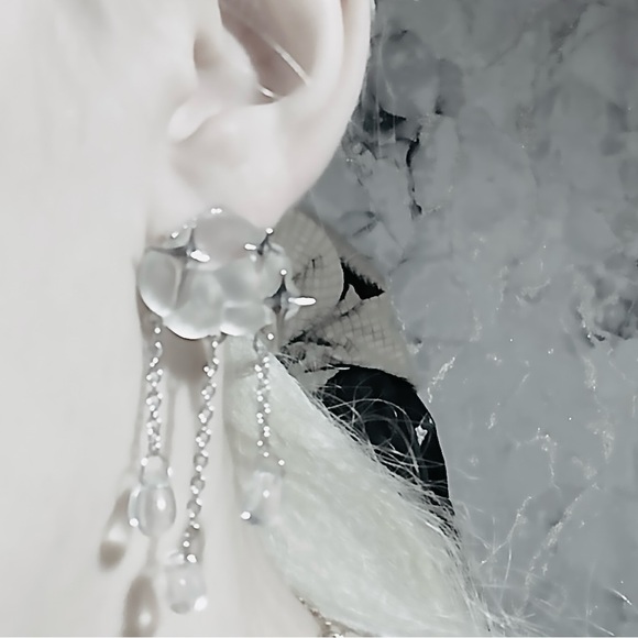 “Starry Rain Clouds” Frosted Glass Star Stellar Cumulus Weather Raindrops Dangle - Picture 16 of 16